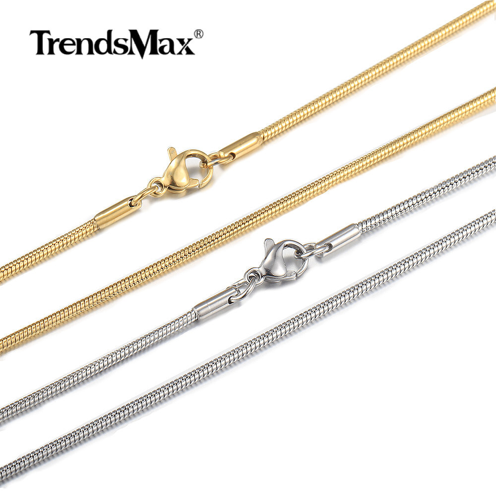0.9mm-2.0mm Silver/Gold Plated Stainless Steel Herringbone Snake Chain Necklace