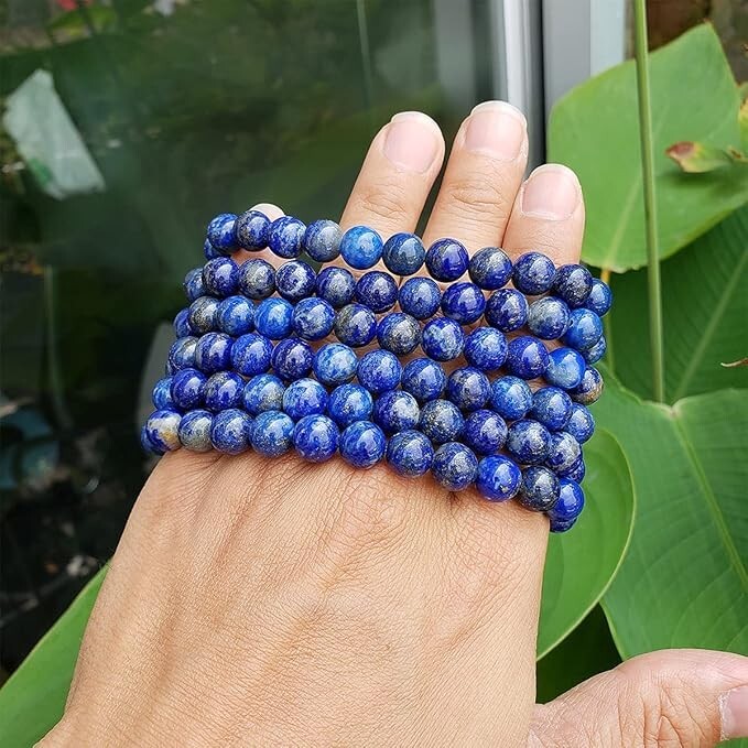 Natural Lapis Lazuli 8MM Beaded Stone Stretch Bracelet Men Jewelry Reiki Gifts