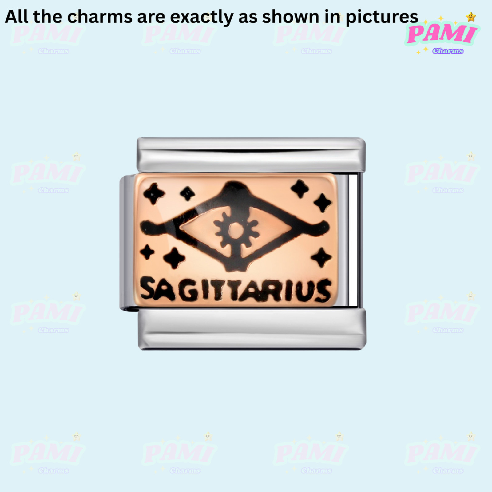 Italian charm 12 zodiac Star signs Fits All major Brands Italian charm bracelet