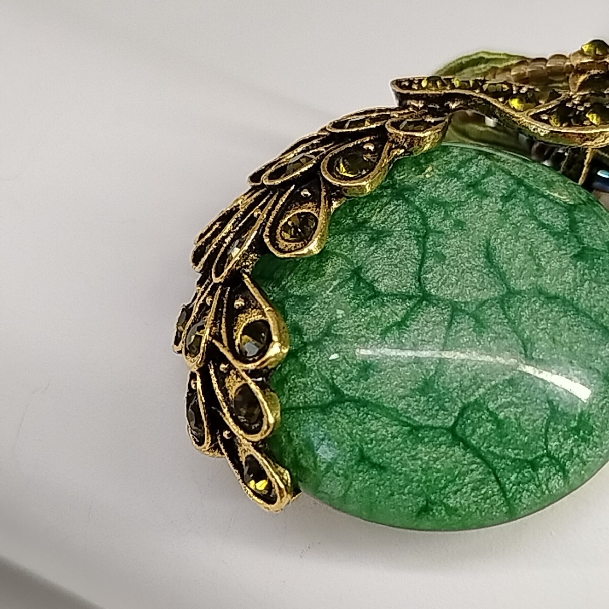 Fairytale Statement Beaded Peacock Pendant Necklace 20.5″ Fashion Jewelry