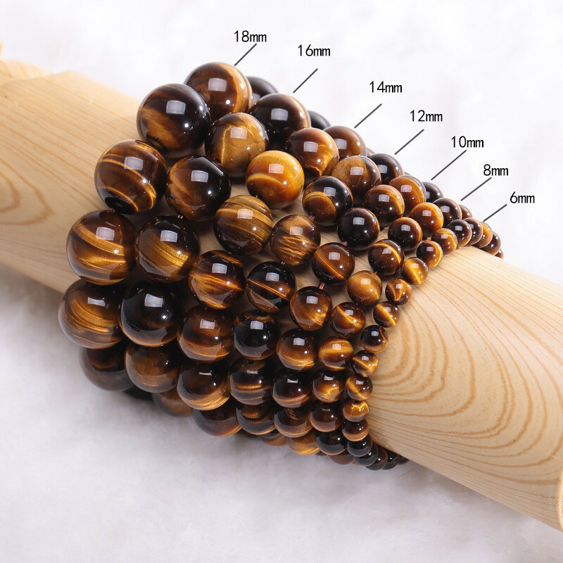 Unisex Women Men Tiger Eye Beads Gemstone Bangle Bracelet Christmas Jewelry Gift