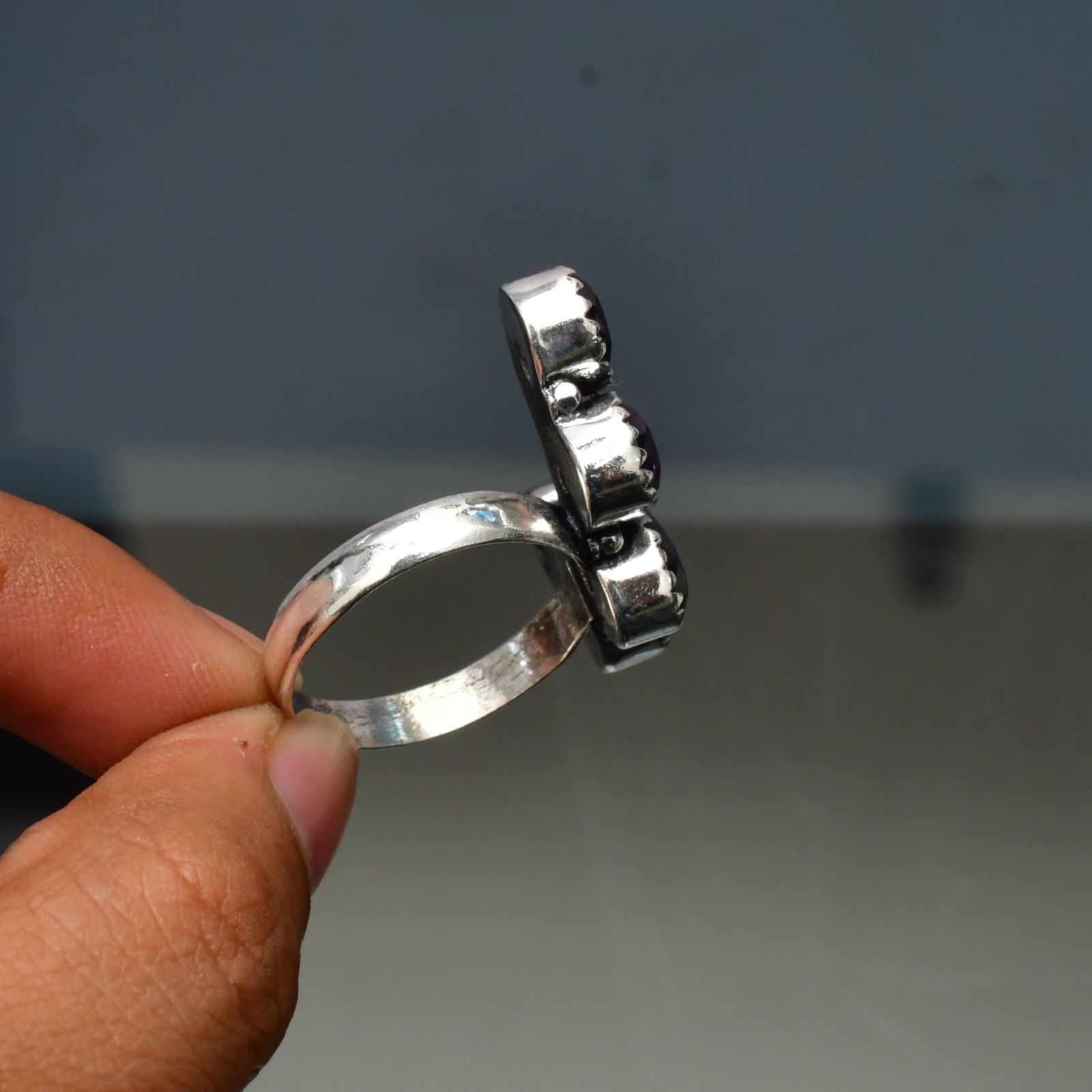Amethyst (Lab-Created)Gemstone 925 sterling silver Handmade Ring- All Size