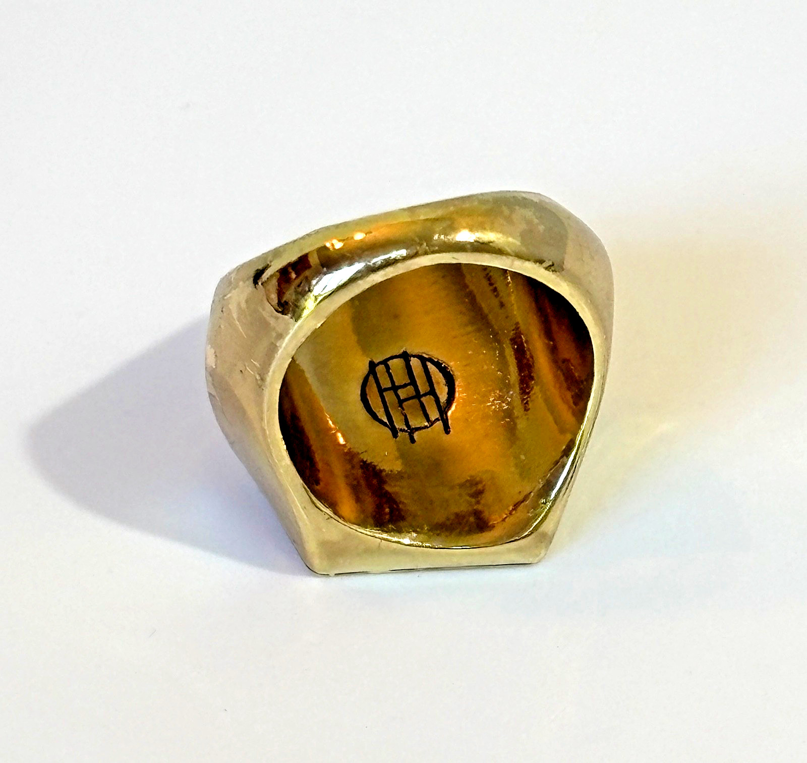 House of Harlow 14k Gold Plated Designer Ring Sz 7 Black Onyx Abstract Pentagon
