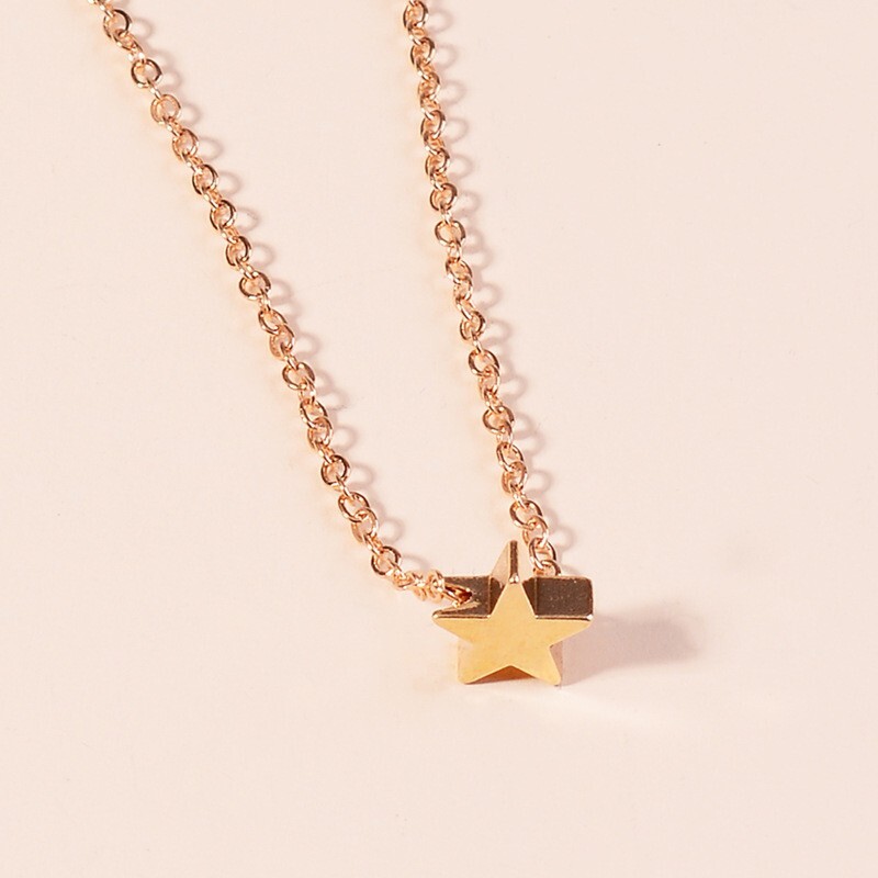 Shiny 925 Sterling Silver Cute Star Pendant Chain Necklace Women Lady Girl Gift