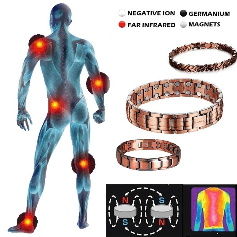 Men’s Bracelet Magnetic Therapy Arthritis Pain Relief Pure Solid Copper Bangle