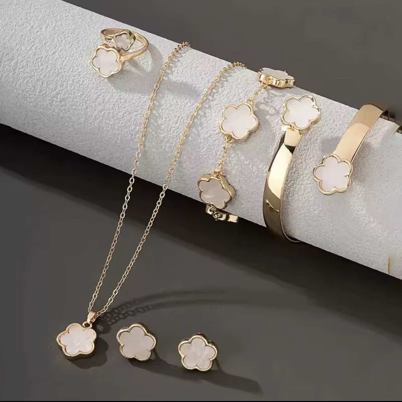 New Trendy 3pcs/5pcs Women Gold Plated Linked Chain Necklace Bracelet Earrings