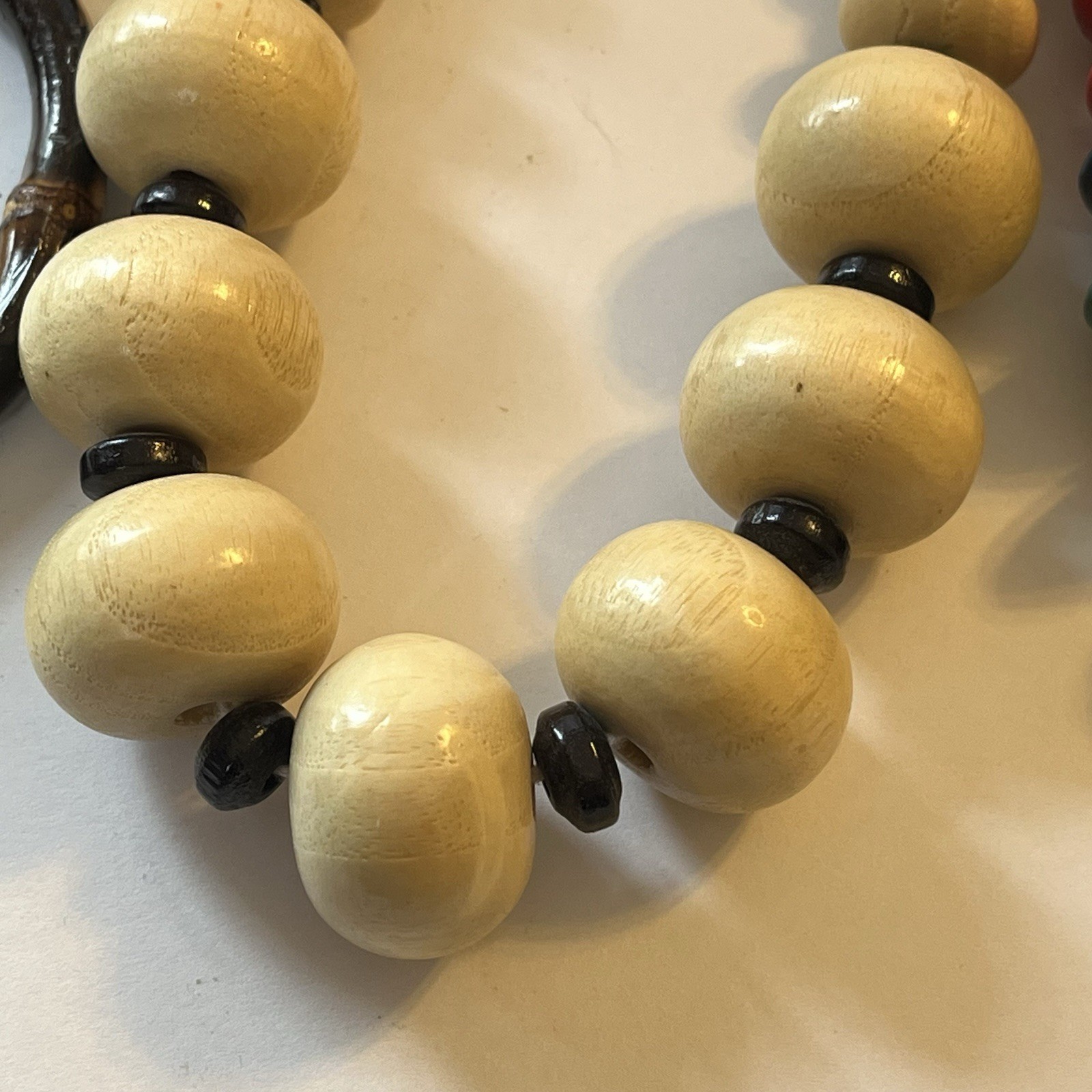 Wood Bead Necklaces & Bangles Chunky Colorful Boho Retro Mixed Jewelry Lot 5 Pcs