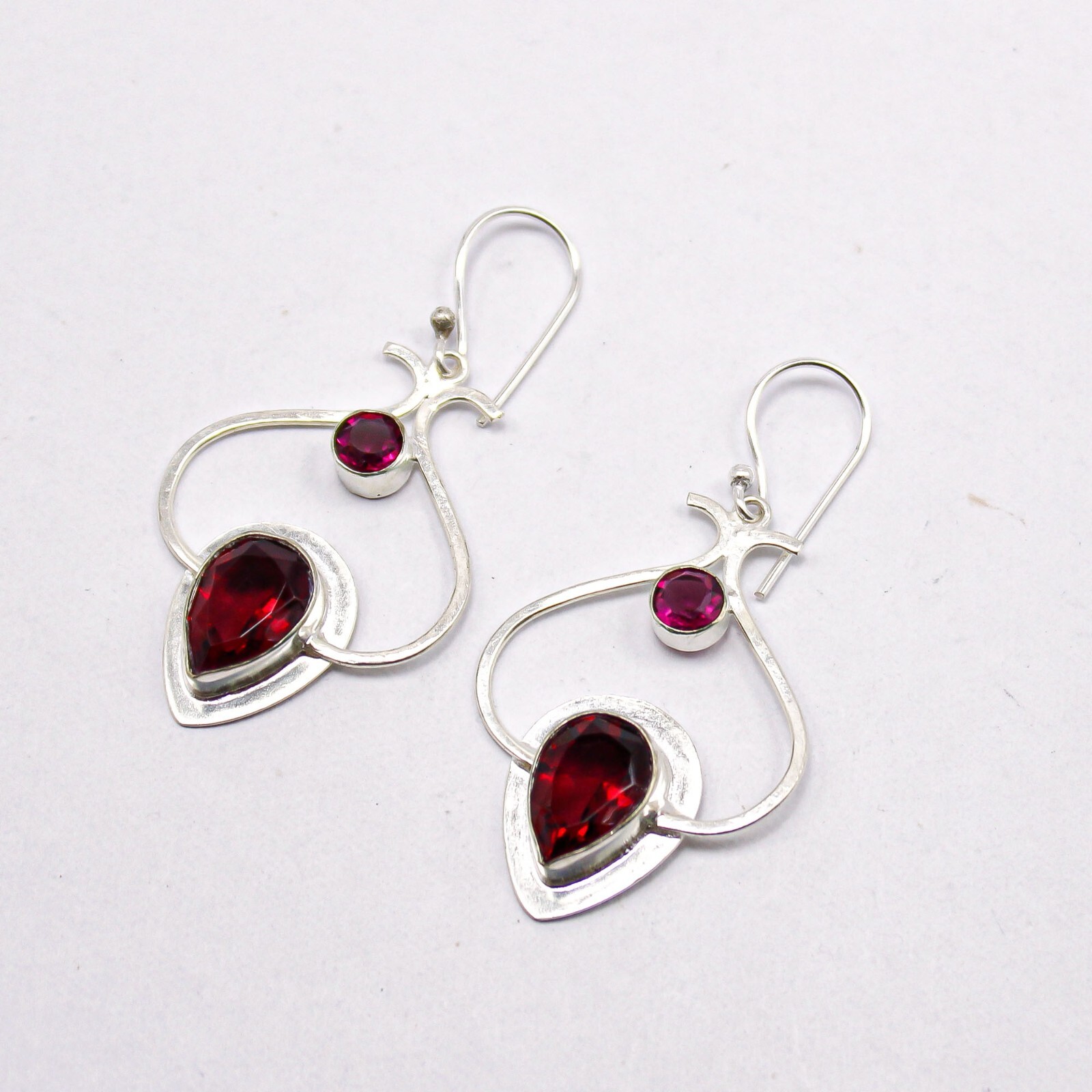 Pink Rubellite Gemstone Jewelry 925 Silver Handmade Earrings 2.2″ For Girlfriend