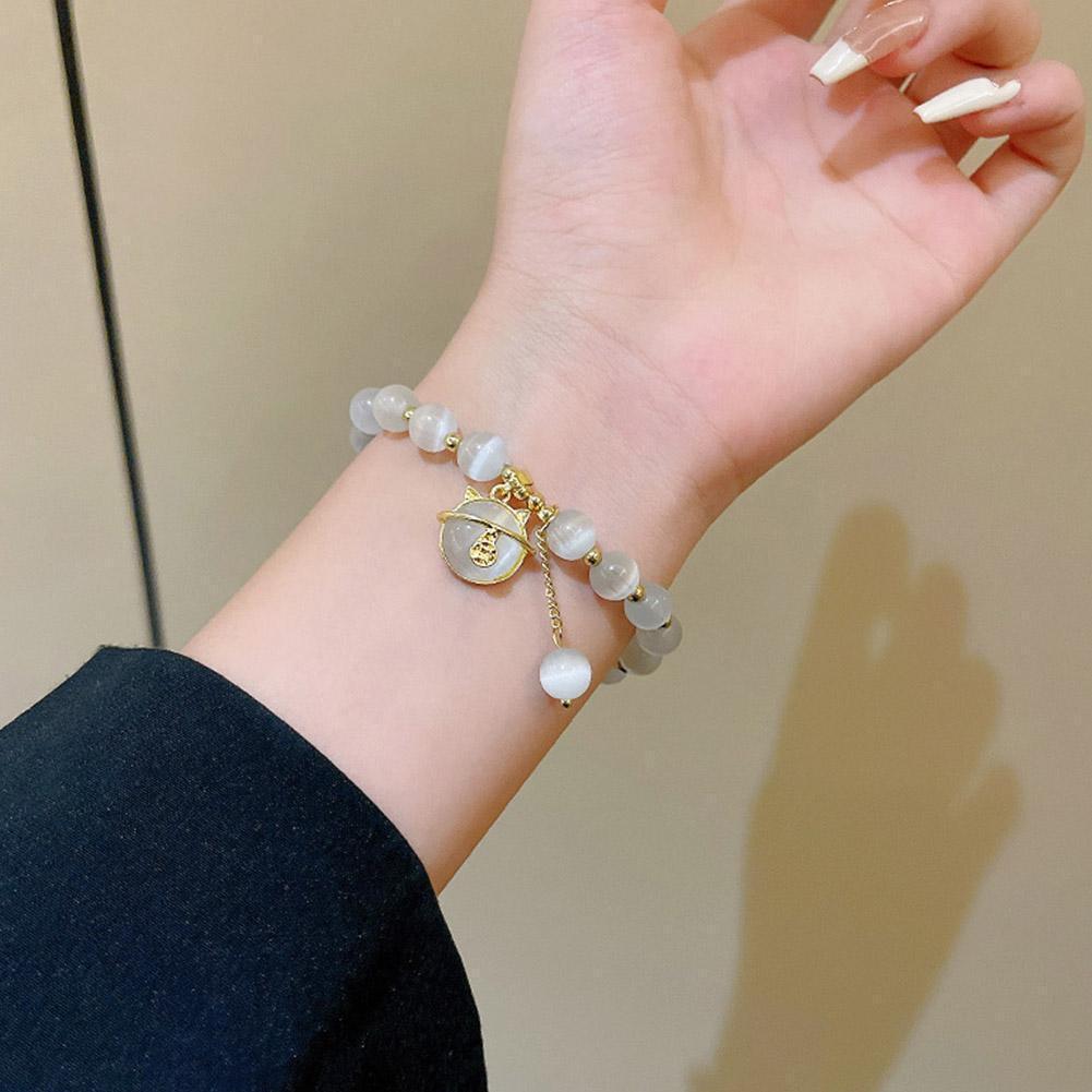 5Pcs Lucky Moonstone Beads Cat Bracelet Attracting Wealth Women Jewelry Gift US