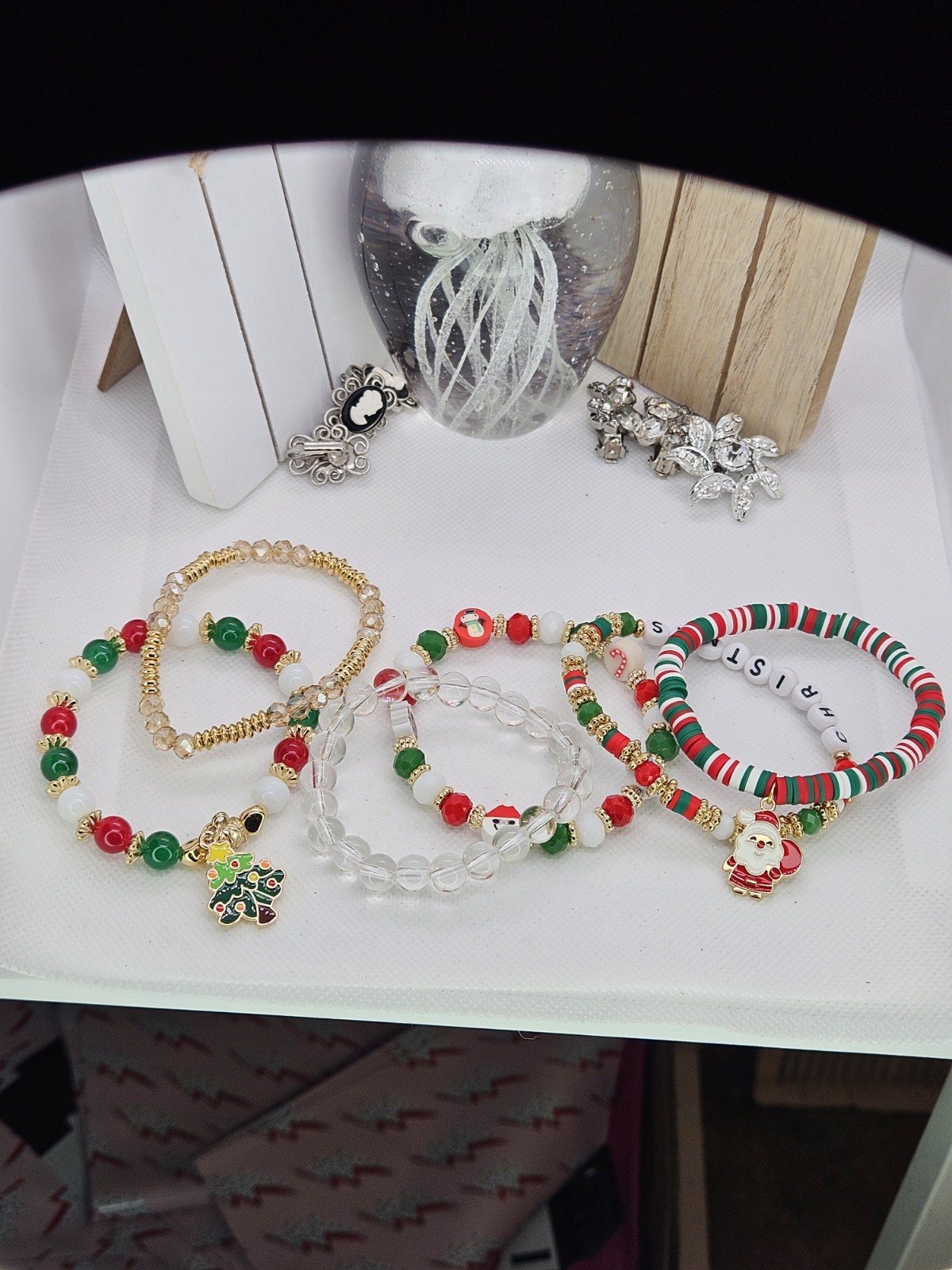 Joyful Christmas Colored Set Of 6 Bracelets Bundled For Xmas Gifts