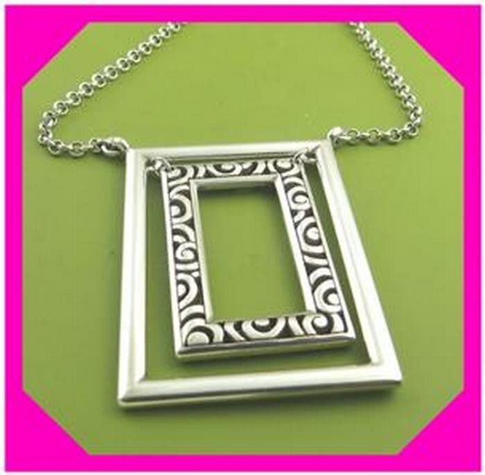 BRIGHTON DECO FRAME Double Scroll CONTEMPO Silver Pendant NECKLACE NWtag $68 60%