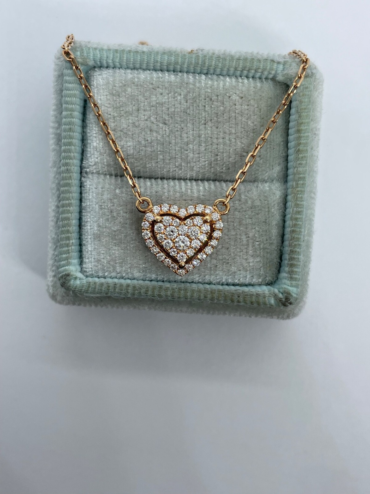 1.00 Ct Round EF VS Heart Shape Halo Lab Grown Diamond Necklace in 14K Rose Gold