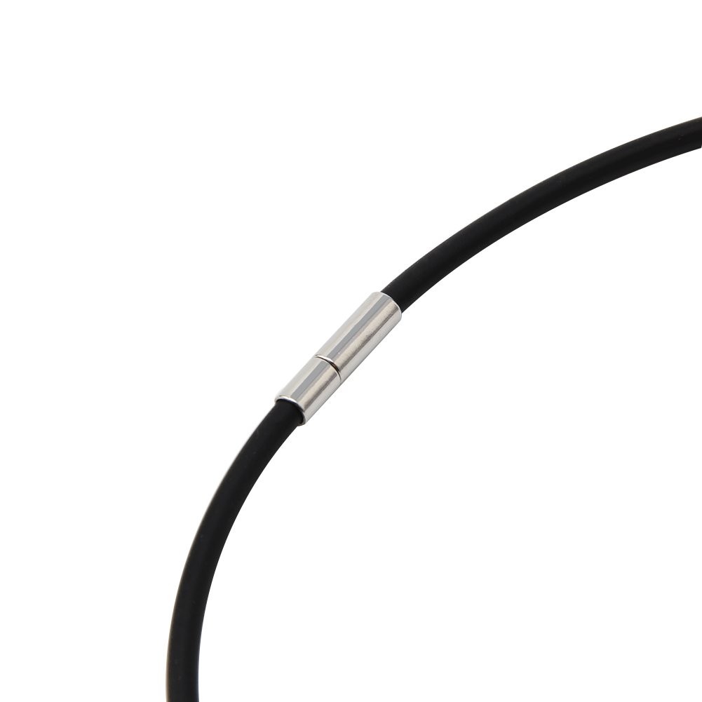 Necklace Rubber Rope Necklace with 3Mm Black Stainless Steel Clasp 18-Inch, Whit