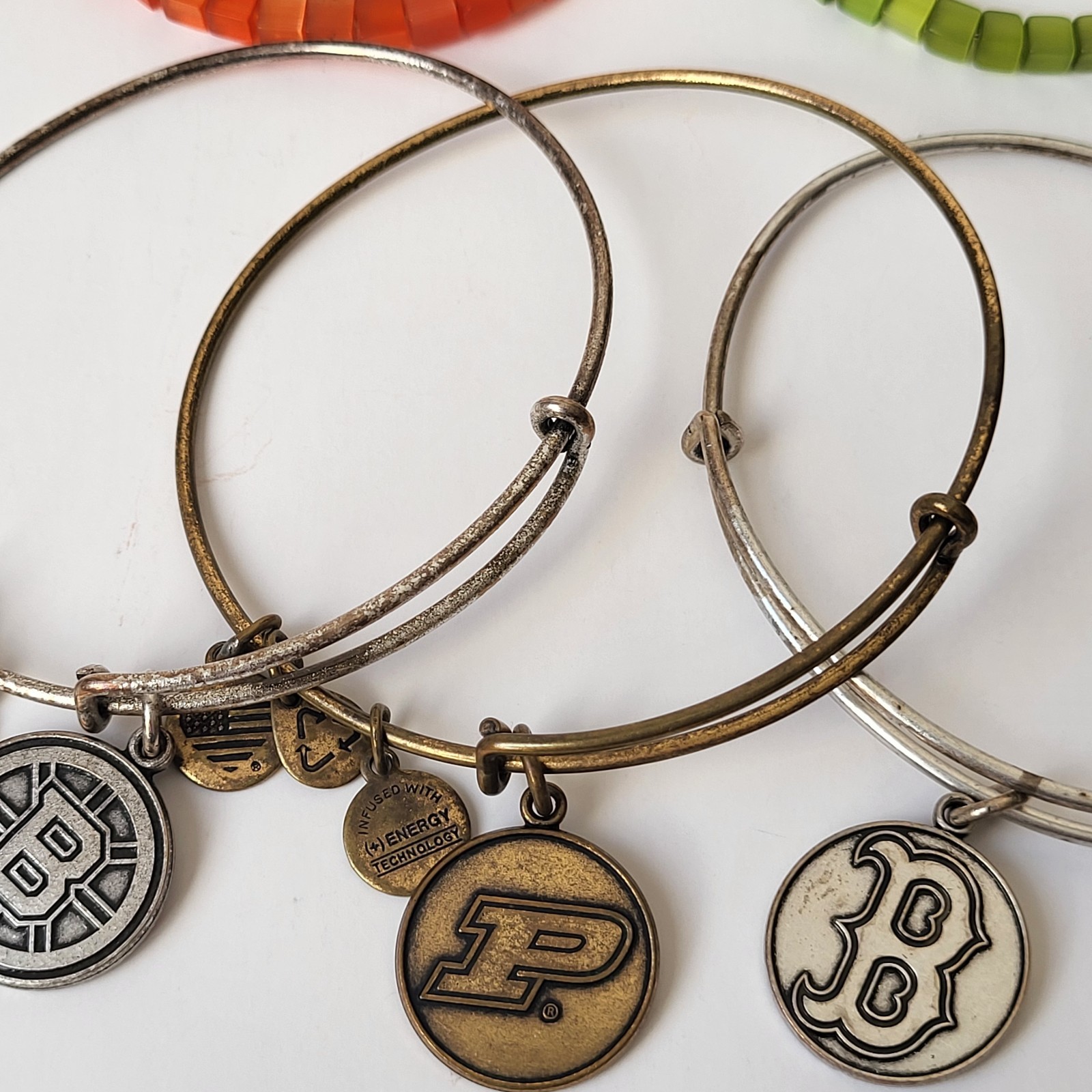 Alex & Ani Energy Lot Of 8 Charm Bracelets Mostly Sports Patriots Bruins Celtics