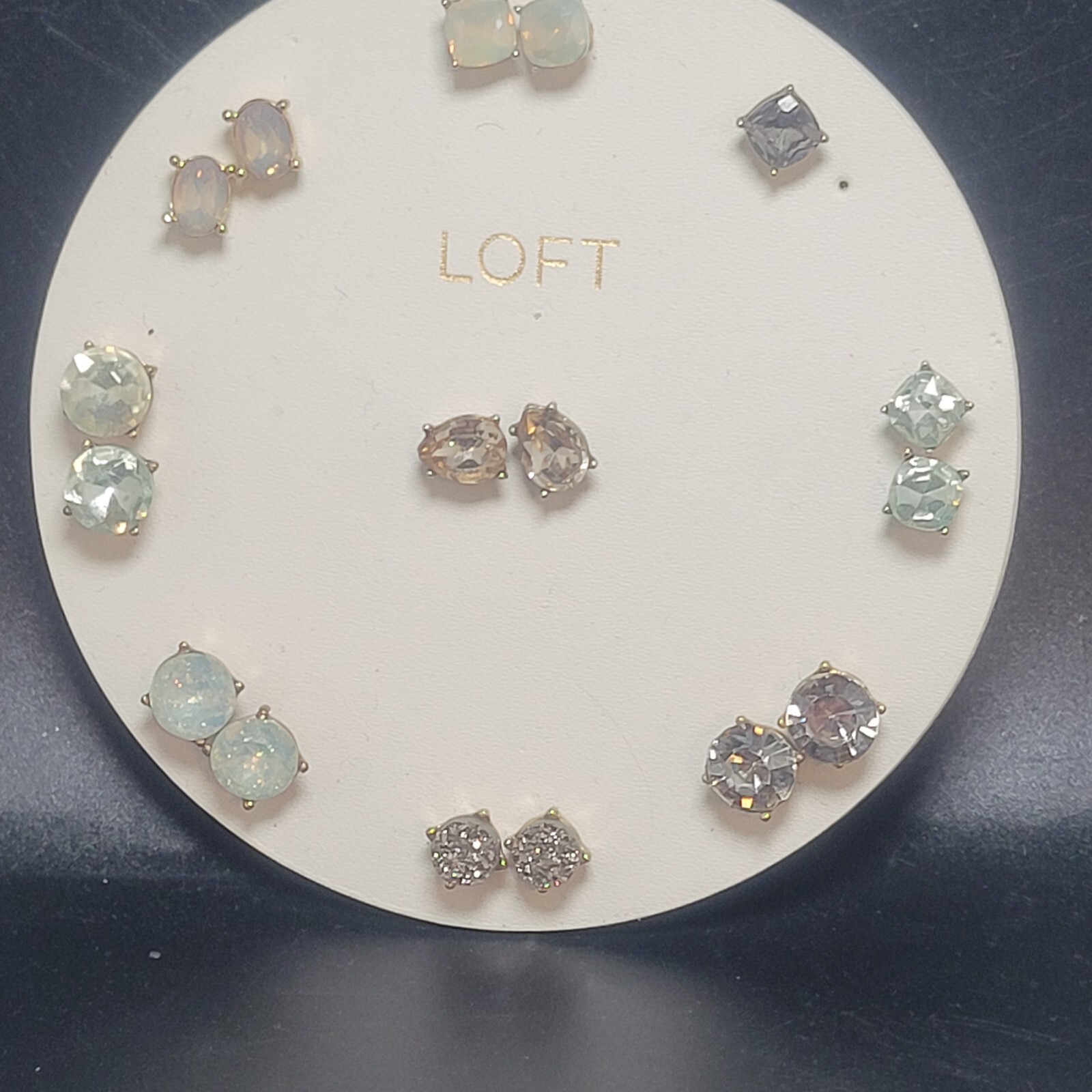 Loft Pearlized Stud Earrings Set of 8+ Pair Multi-Colored Polished Goldtone NWT