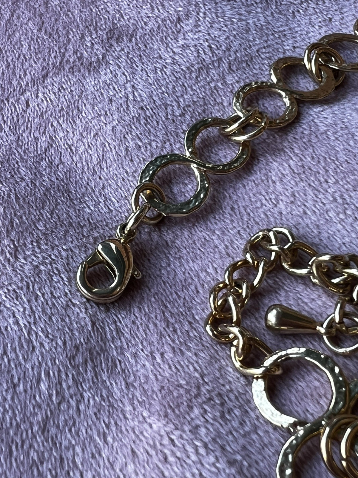 Kenneth Cole Reaction Gold Tone Hammered Circles and Rings Statement Necklace
