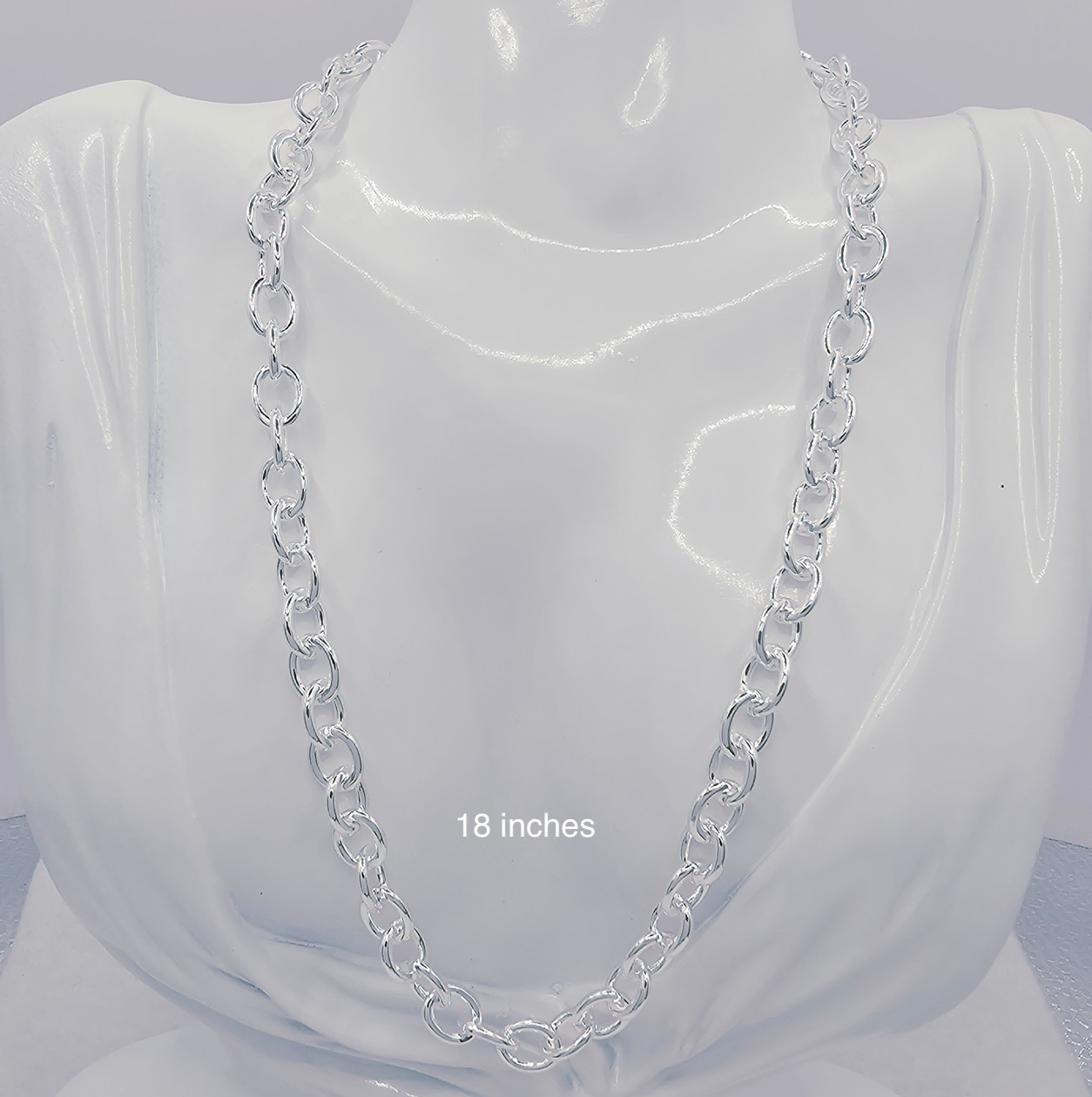 Chain 18 in .925 Sterling Silver Link Cuban 8 mm Necklace For Men Women Jewelry