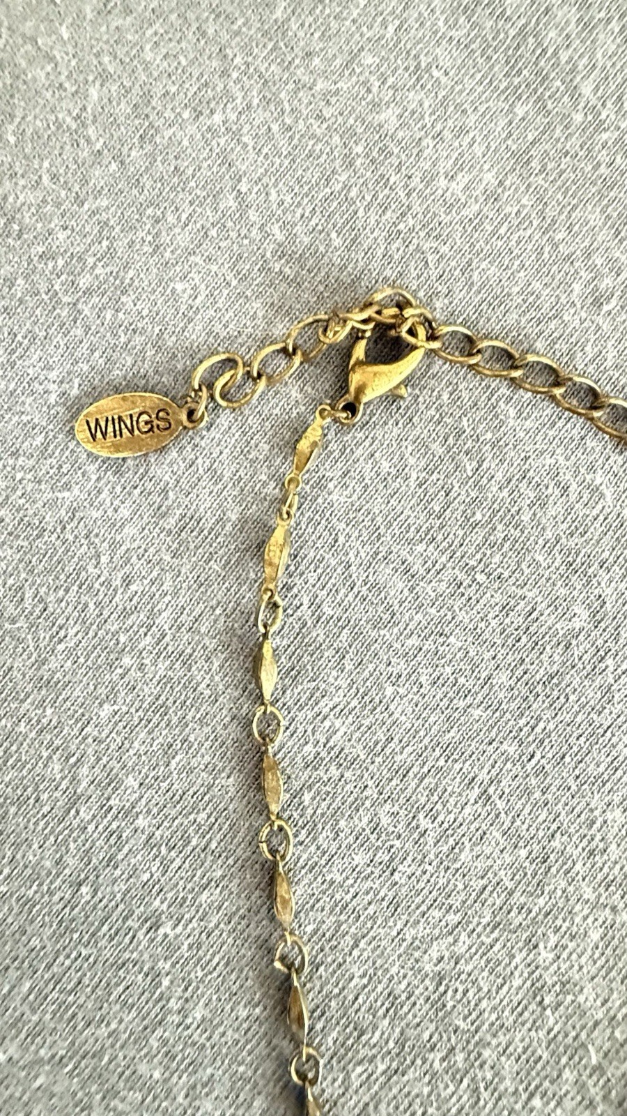 Wings Gold Tone Red Crystal Butterfly Charm Pendant Necklace Adjustable Signed