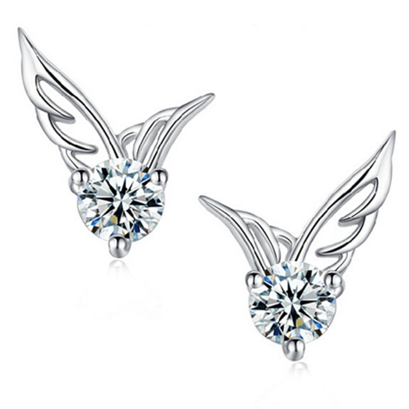 Angel Wings Simulated Diamond Stud Earrings Jewelry Gifts For Women And Girls