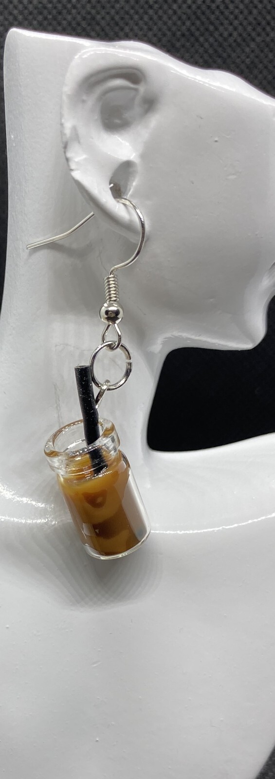 Ice Tea in A Tumbler and Straw – Fun Earrings (Brown)