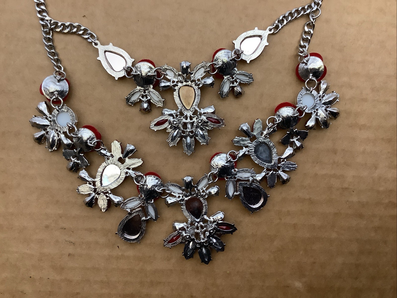 Red Velvet Roses and Gems Fashion Necklace Prom Wedding Formal casual party