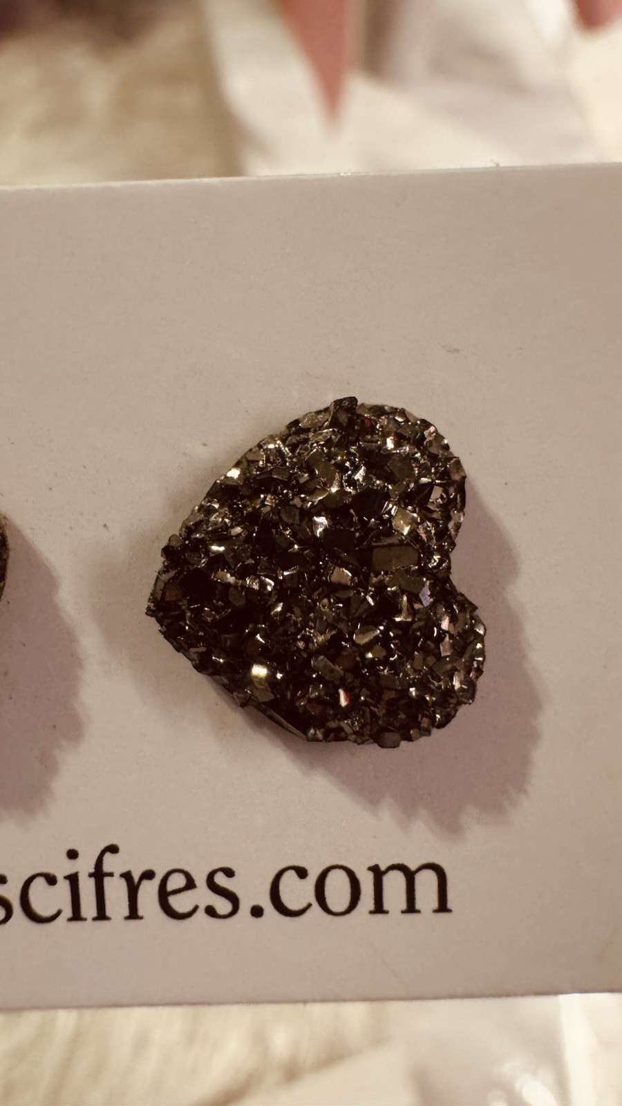 Black Resin Heart Stud Earrings Butterfly Back No Stone