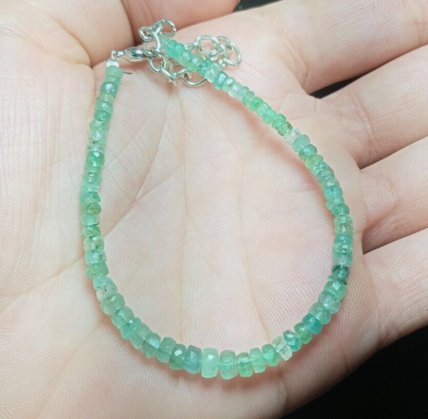 Emerald Bracelet, Emerald Beads Jewelry Bracelet, Faceted Beads Bracelet