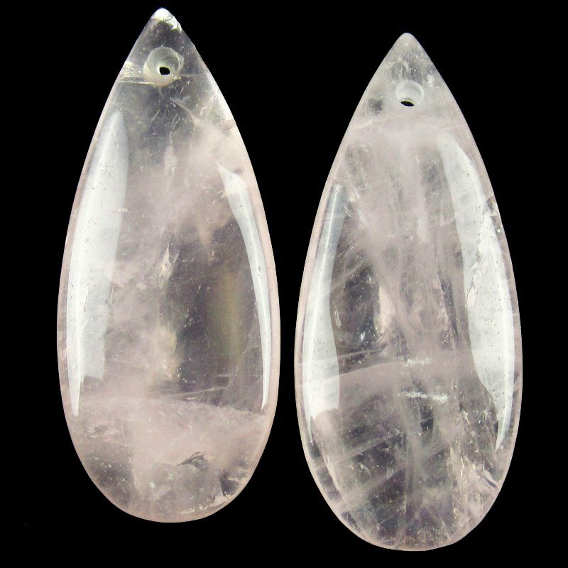 30g 6Pcs 35x15x6mm Natural Rose Quartz Teardrop Pendant Bead YJWW31