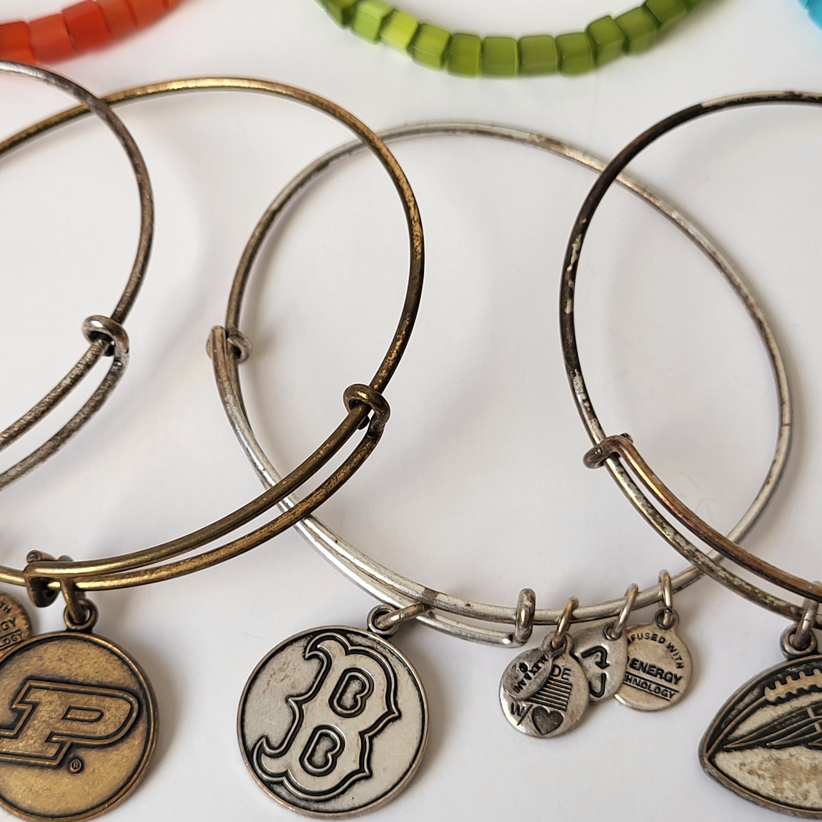 Alex & Ani Energy Lot Of 8 Charm Bracelets Mostly Sports Patriots Bruins Celtics