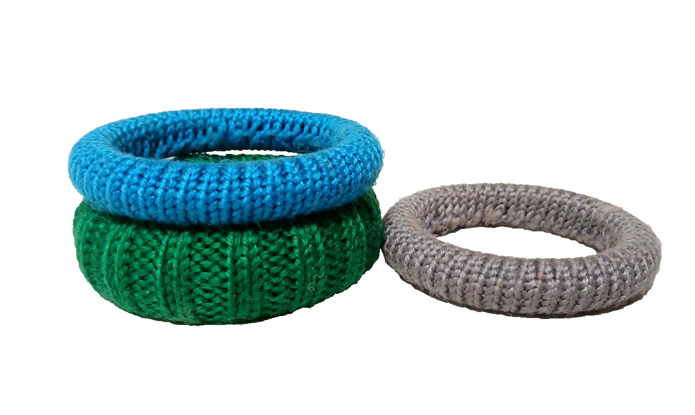 Set of 3 Vintage Woven Wrapped Sweater Bangle Bracelets Teal, Green & Gray