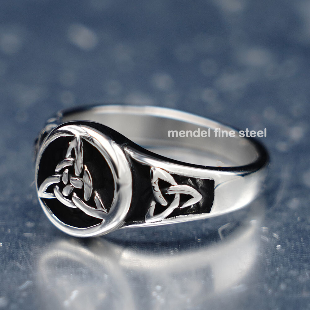 MENDEL Stainless Steel Womens Celtic Triquetra Trinity Knot Ring Band Size 6-13