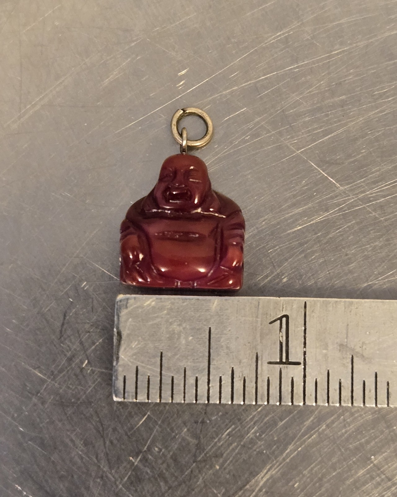 Carved Red Buddha Stone Resin Pendant Charm