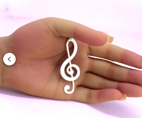 BIG 3D MUSIC NOTE TREBLE CLEF Pendant on 925 Plated Sterling Silver 26″ Chain