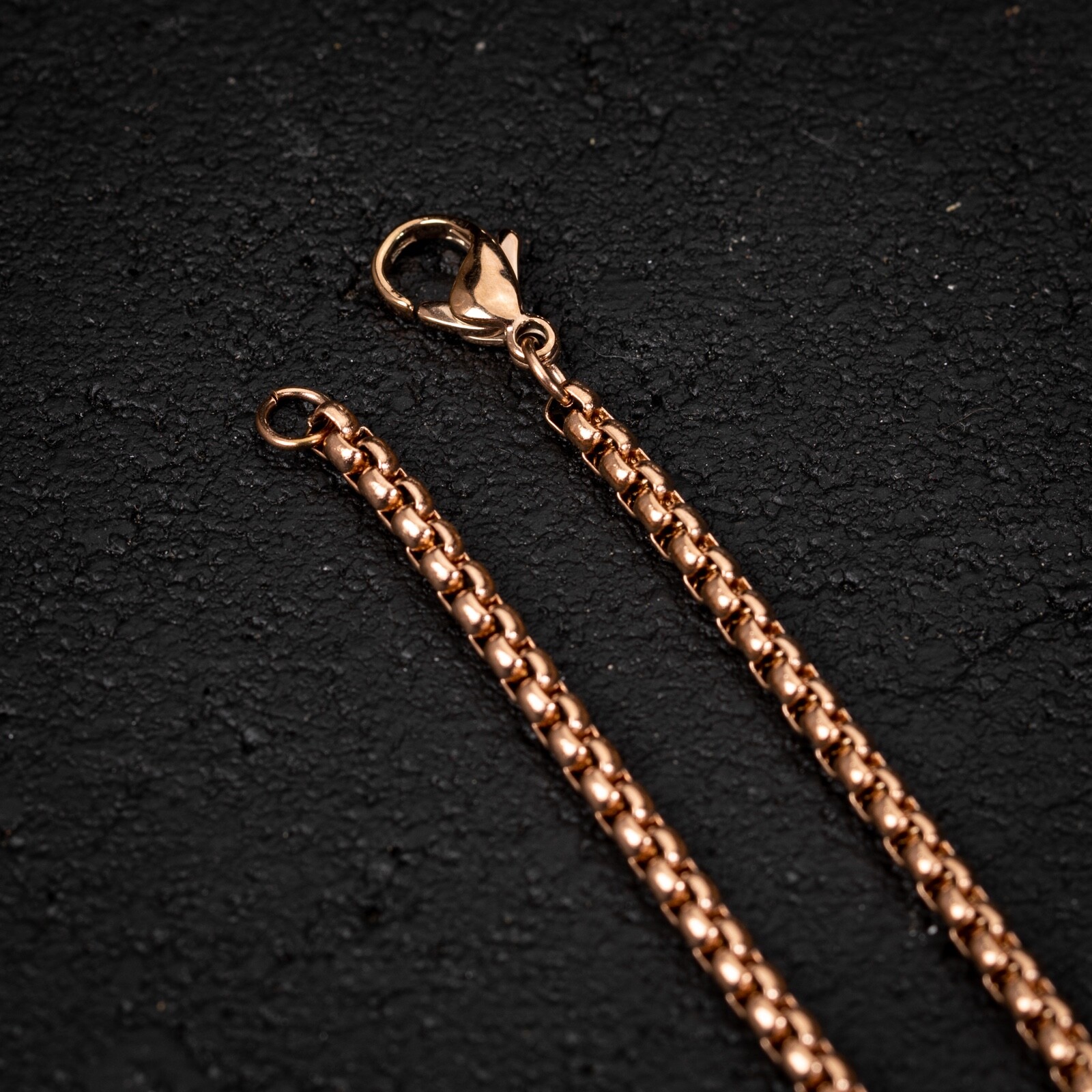 Solid Rose Gold Plated 316 Stainless Steel 3MM Smooth Pearl Box Chain Necklace