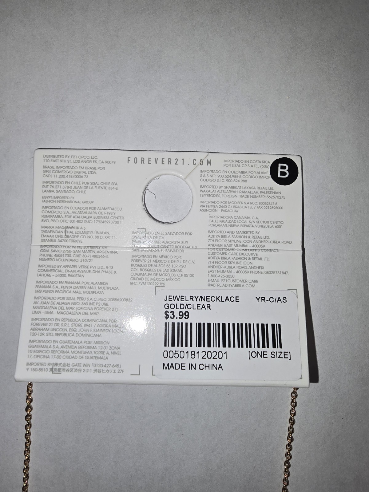 NWT! Forever 21 Gold Tone Cubic Zirconia Cube 16″ Necklace Everyday Wear Jewelry