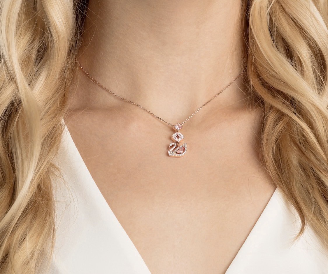 Swrovski Dazzling Swan Y necklace Swan, Pink, Rose gold-tone plated 5473024