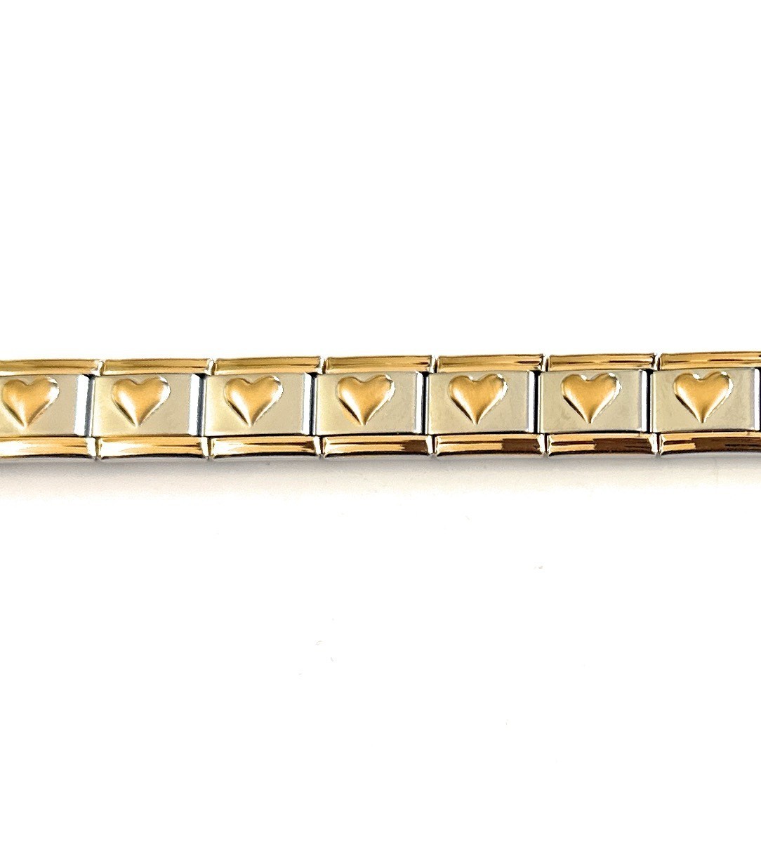 Italian Charm Bracelets Stainless Steel Gold Heart 9 mm Link Free Shipping New