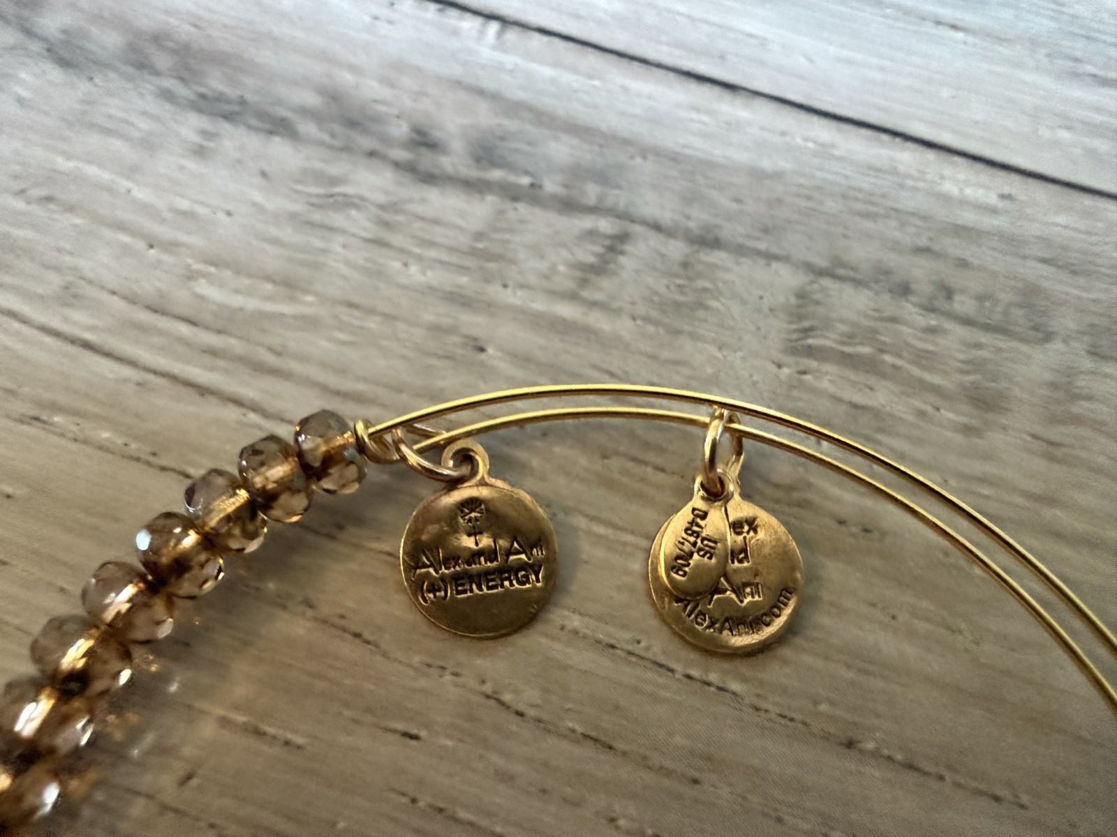 Alex and Ani Rafaelian Gold Finish Expandable Bracelet Set Feather & Beaded