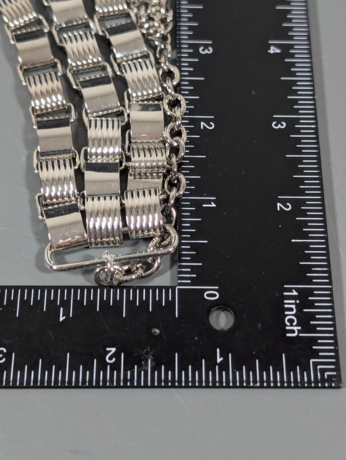 Worthington Silver Tone Triple Book Chain Layer Statement Necklace 17 in