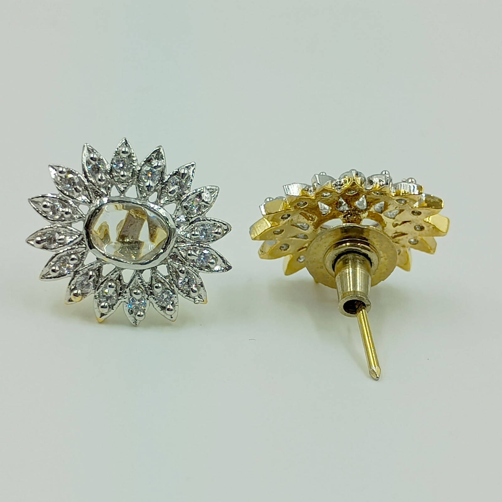 22k Gold Plated Yellow Stone Stud Earring Traditional South Indian Fashion Jewel