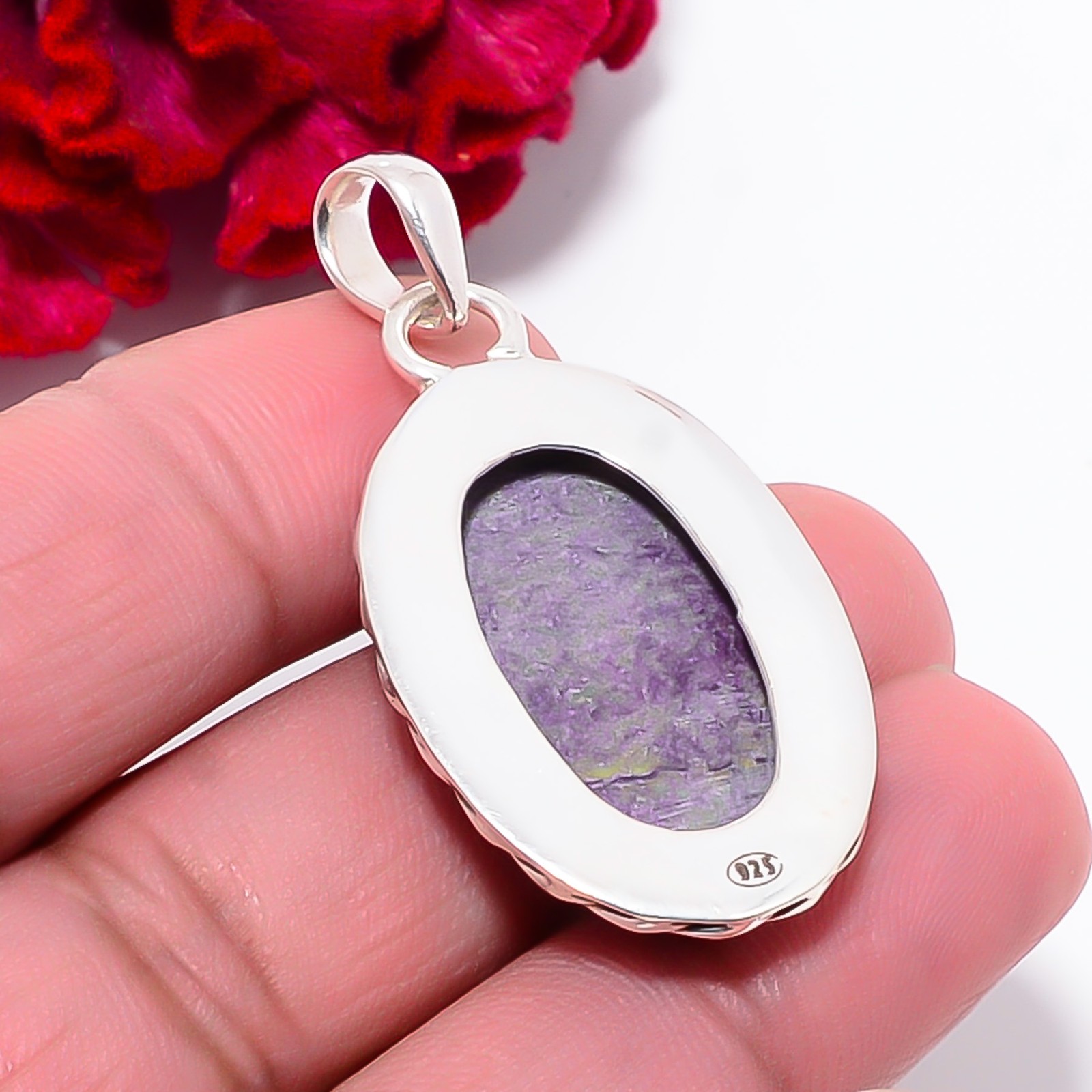 Variscite In Purpurite – Faires Tin Mine 925 Sterling Silver Pendant 1.79″ P108