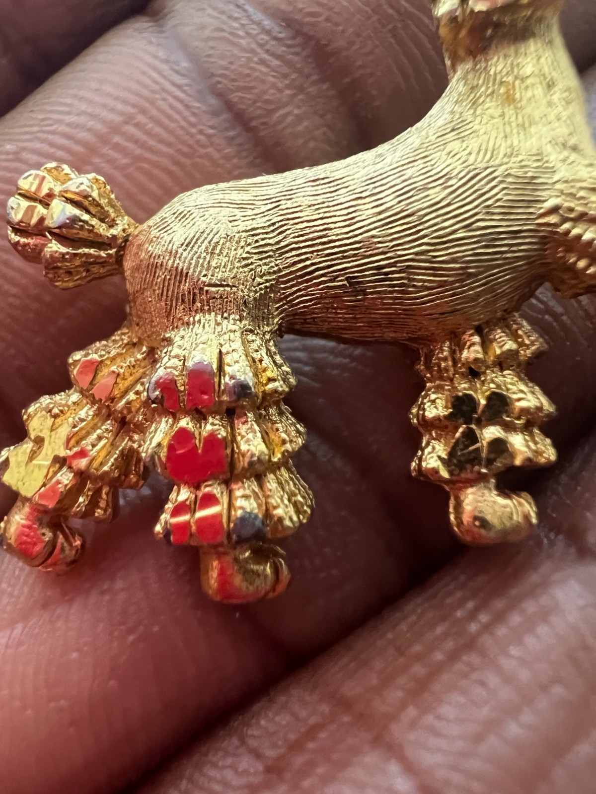 Vintage Mamselle Gold Tone Poodle Dog Brooch Pin Signed Textured Figural Cute