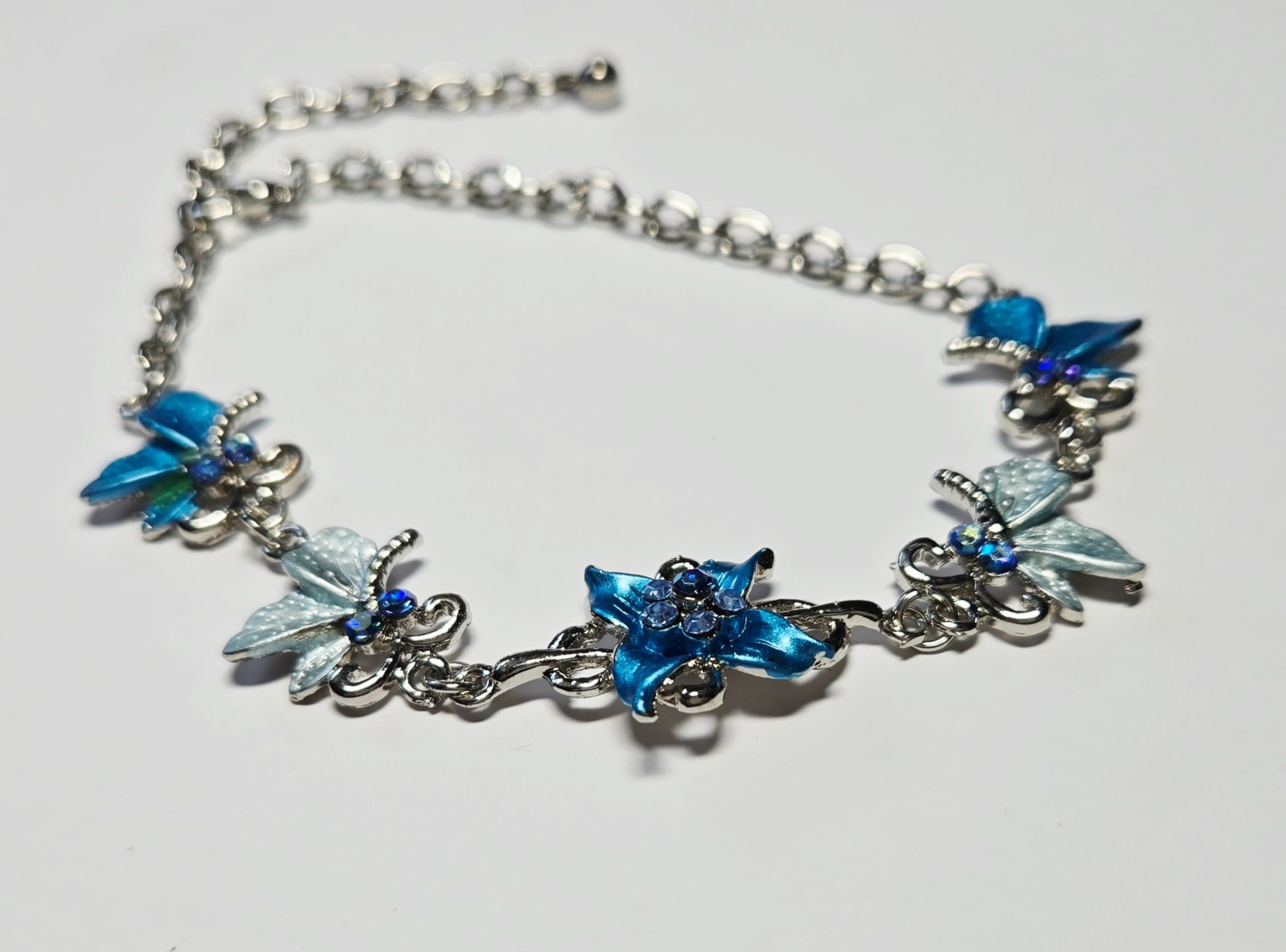 Wholesale Bracelets Lot of 12 Rhinestone Butterfly Flower Lobster Clasp Bracelet
