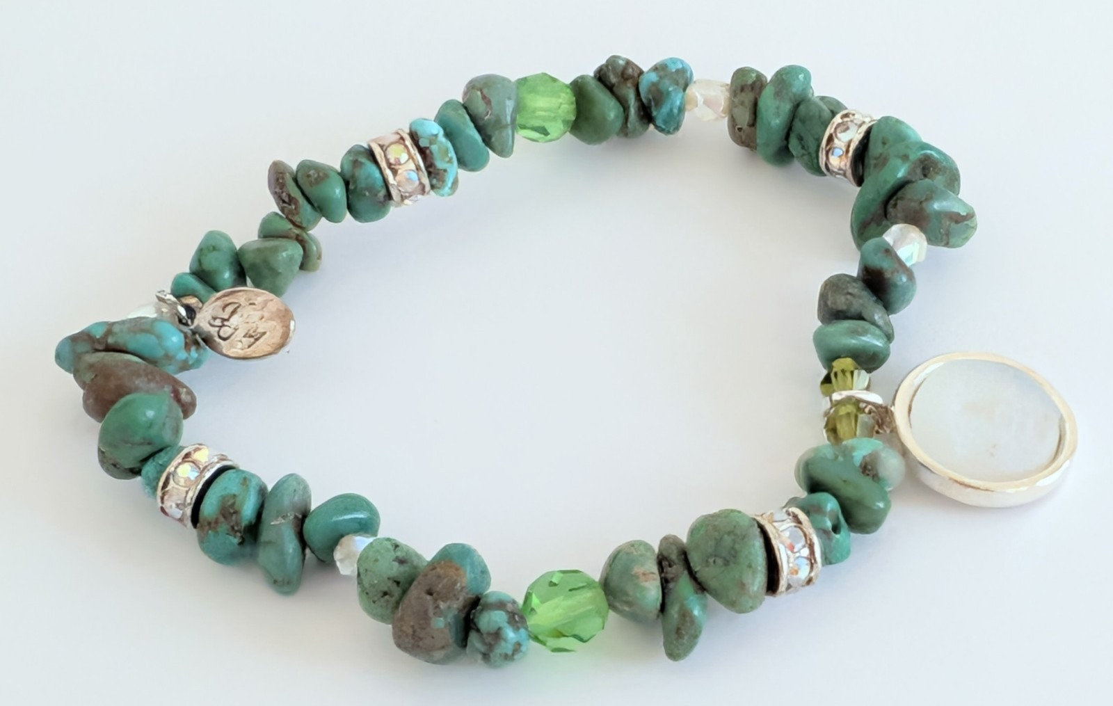 Vintage KIRKS FOLLY Seaview Moon Face Turquoise Nugget Stretch Bracelet