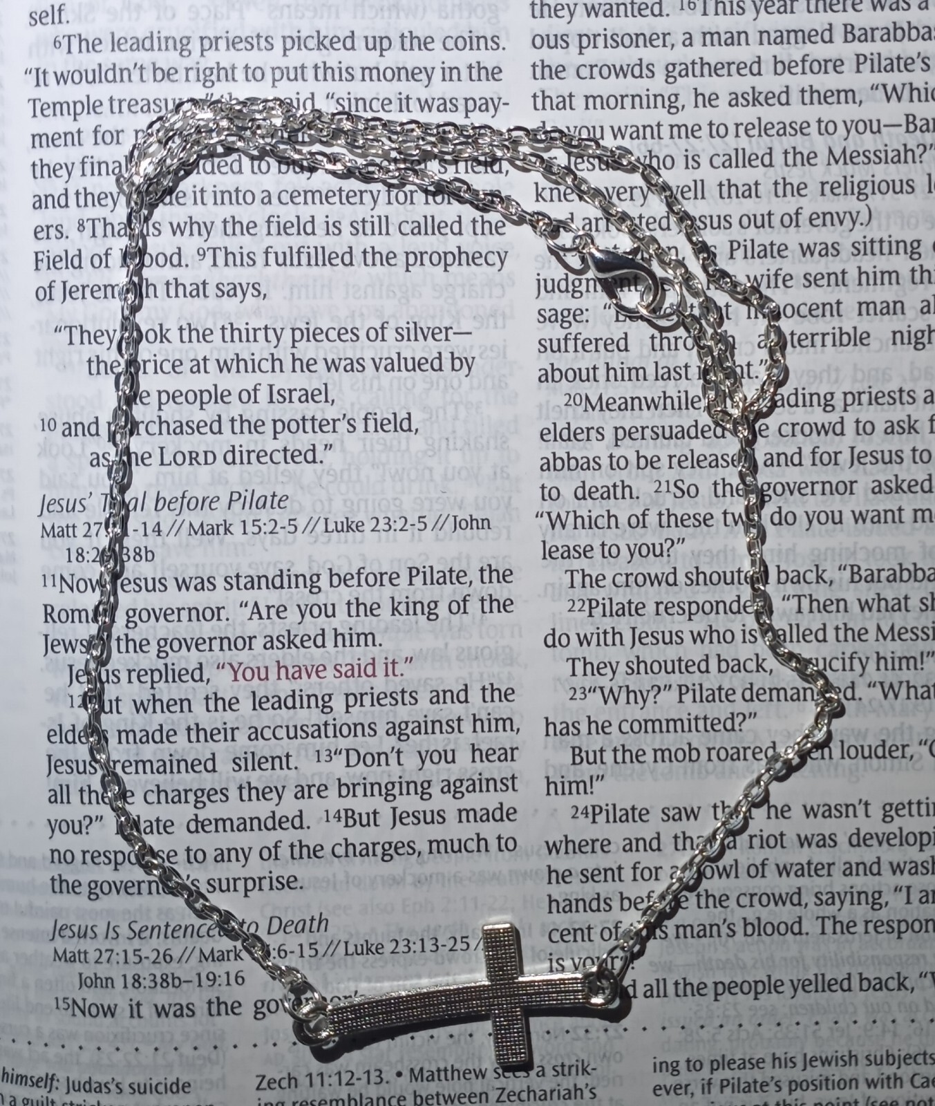 SIDEWAYS CROSS CRUCIFIX NECKLACE CHAIN FREE JEWELRY BOX