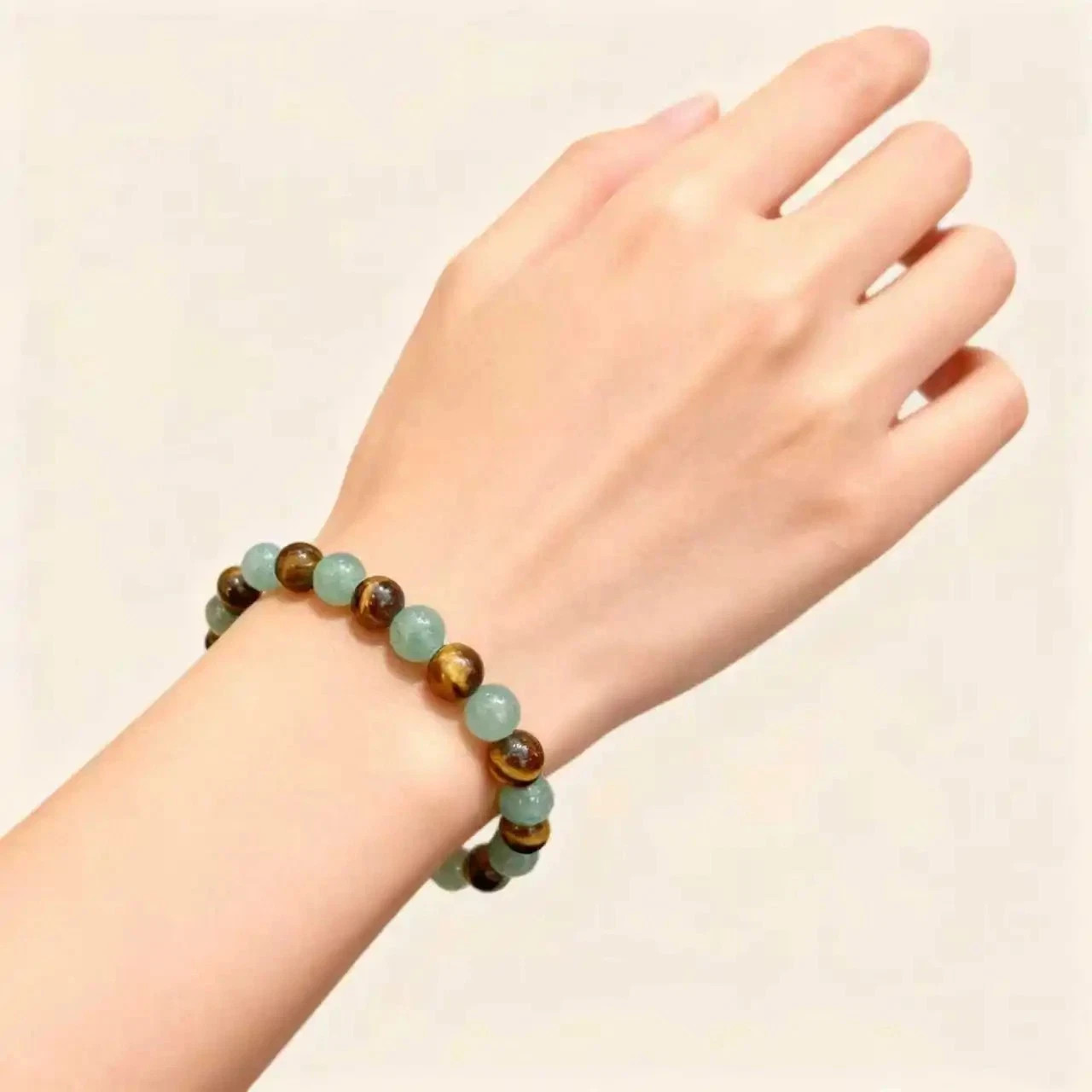Money Good Luck Bracelet Green Aventurine Tiger Eye Stone Healing and