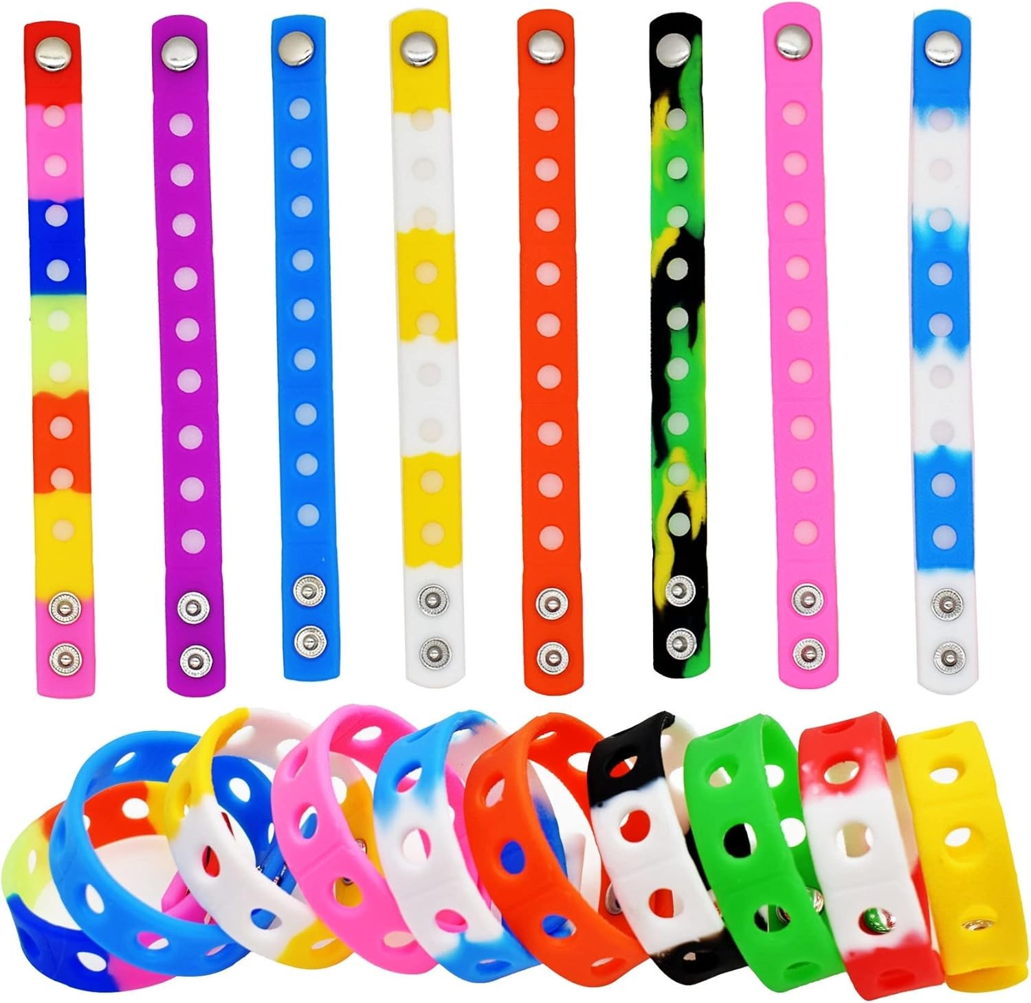 Papacharms 10/20/30/50/100PCS 7 Inch Wristbands Silicone Random Colors Bracelets