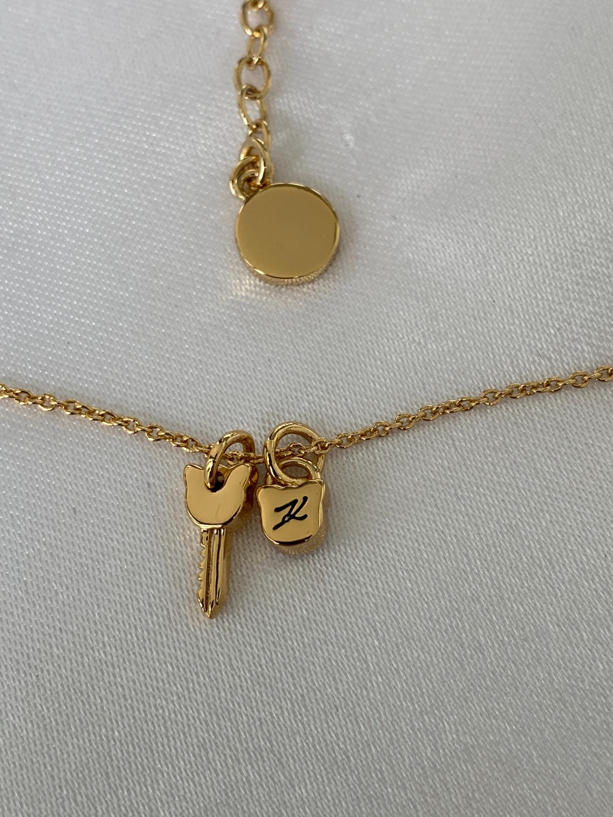 Karl Lagerfeld Mini Choupette Lock & Key Charm Necklace w/Crystal from Swarovski