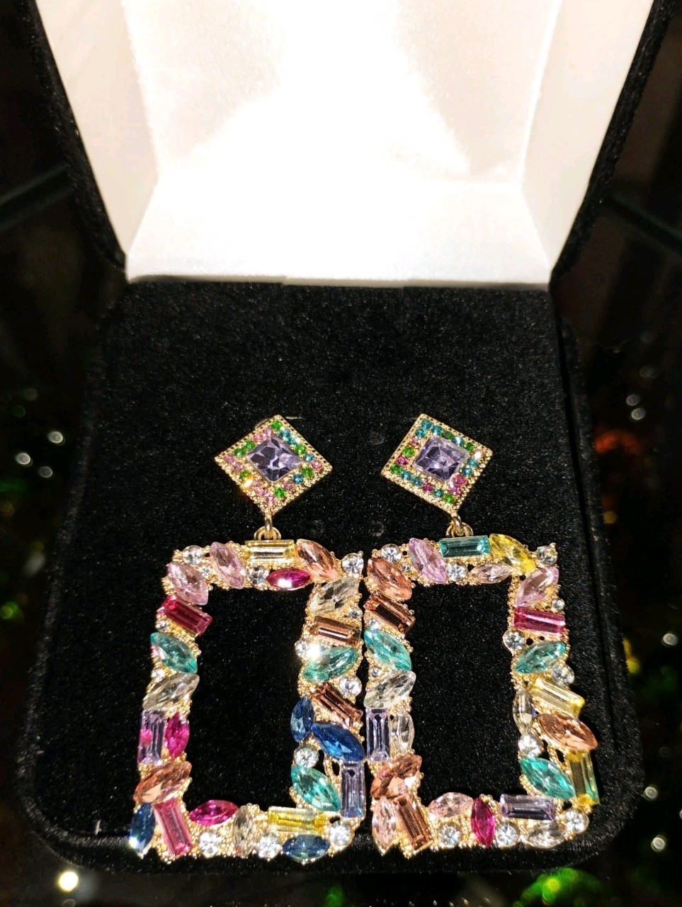Colorful Glass Stones Drop Earrings