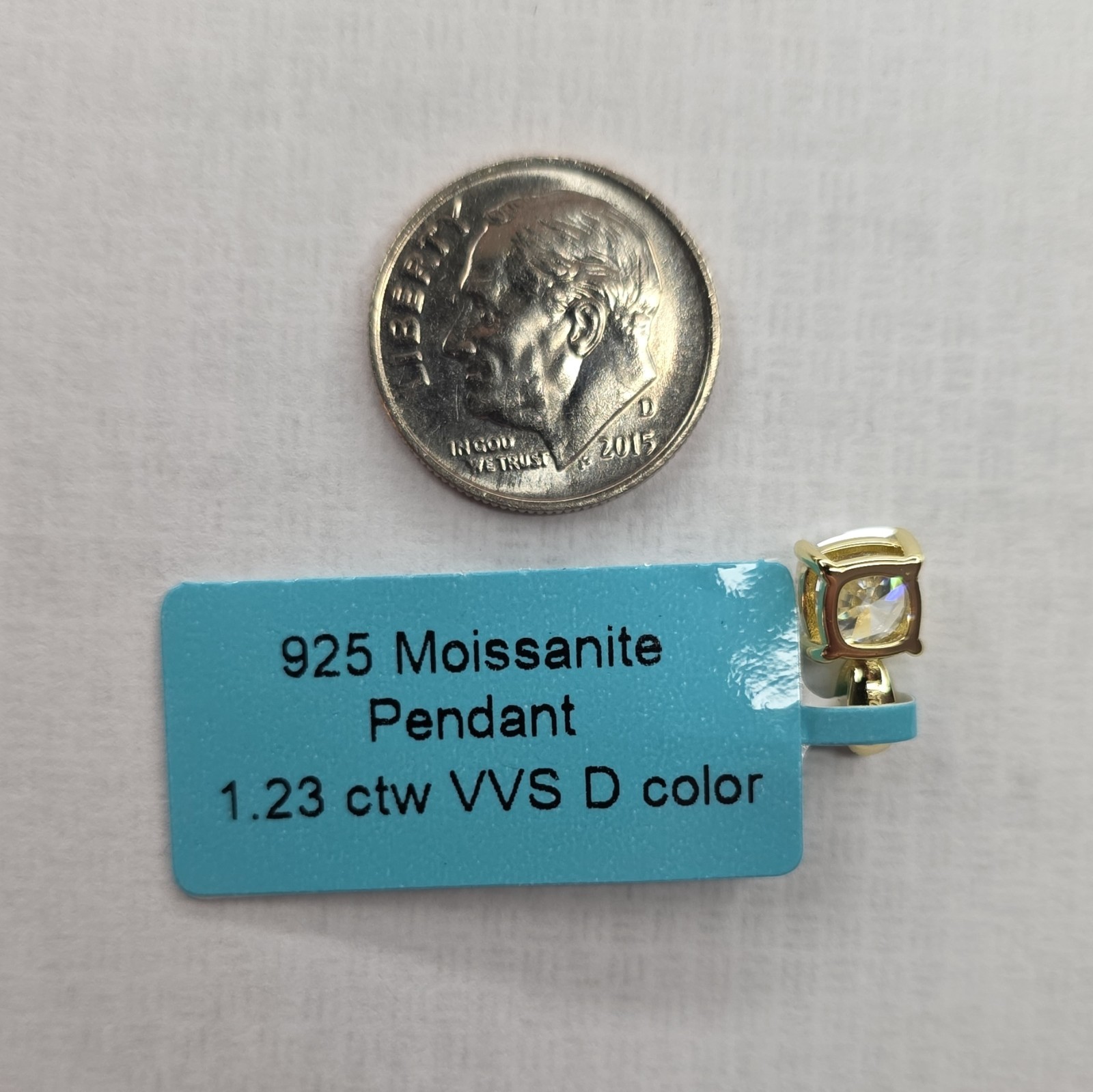 925 Sterling Silver 1.23ctw VVS D Color Square Moissanite Pendant SZ37294M